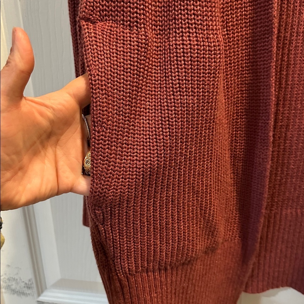 Lululemon Cashlu Heathered Mulled Wine Knit Cardigan Sweater Wrap M - Picture 7 of 9